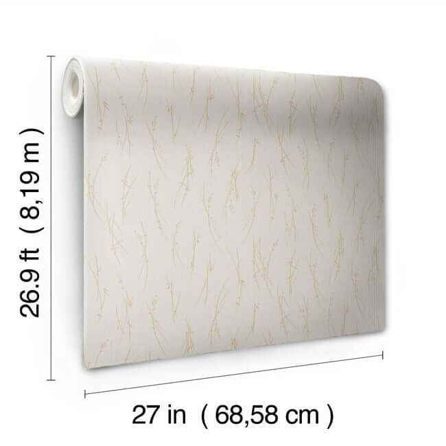 Sprigs Light Grey & Gold Wallpaper - York Wallcoverings - MD7191 - York Wallcoverings Wallpaper