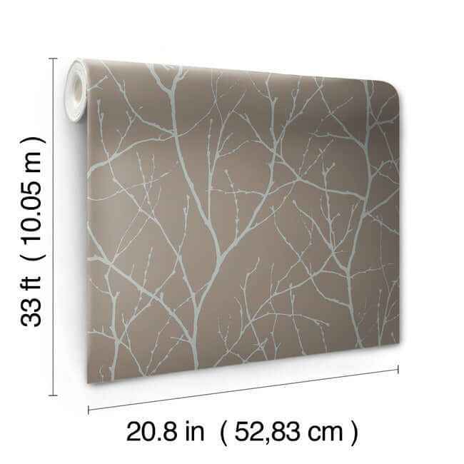 Trees Silhouette Mocha & Silver Wallpaper - York Wallcoverings - MD7121 - York Wallcoverings Wallpaper