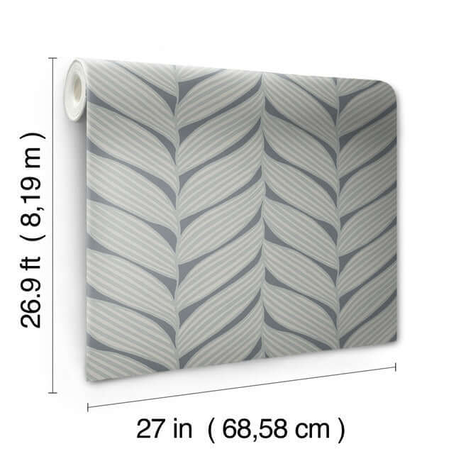 luminous-leaves-charcoal-silver-wallpaper-york-wallcoverings-md7163 - York Wallcoverings Wallpaper