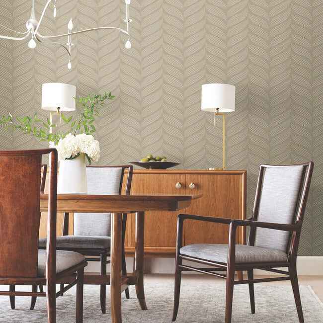 Luminous Leaves Grey & Gold Wallpaper - York Wallcoverings - MD7164 - York Wallcoverings Wallpaper