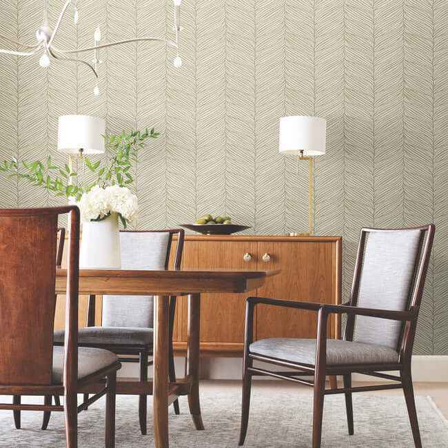 Luminous Leaves Neutral & Gold Wallpaper - York Wallcoverings - MD7162 - York Wallcoverings Wallpaper