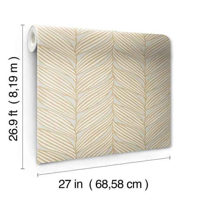 Luminous Leaves Neutral & Gold Wallpaper - York Wallcoverings - MD7162 - York Wallcoverings Wallpaper