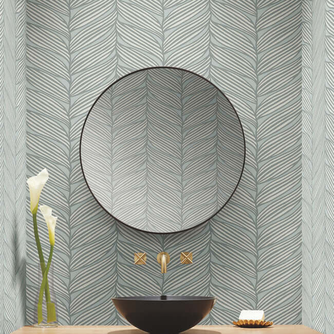 luminous-leaves-spa-silver-wallpaper-york-wallcoverings-md7165 - York Wallcoverings Wallpaper