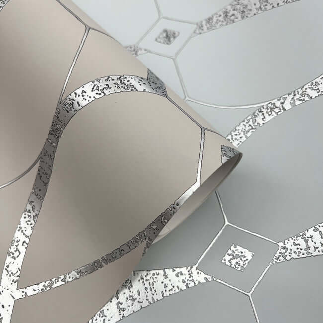 graceful-geo-beige-silver-wallpaper-york-wallcoverings-md7175 - York Wallcoverings Wallpaper