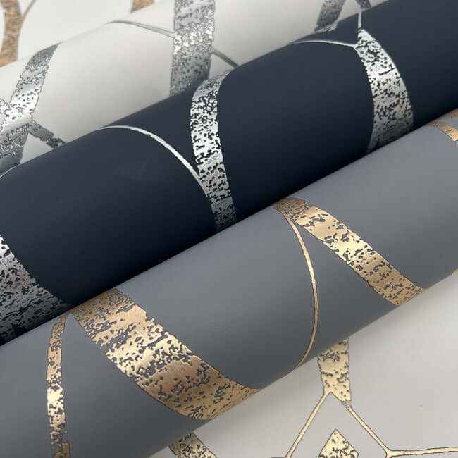 Graceful Geo Smoke & Gold Wallpaper - York Wallcoverings - MD7176 - York Wallcoverings Wallpaper