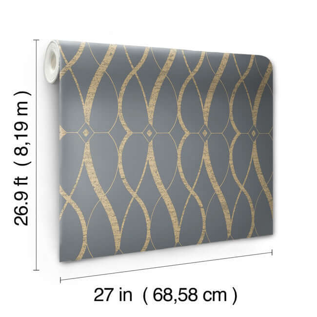 graceful-geo-smoke-gold-wallpaper-york-wallcoverings-md7176 - York Wallcoverings Wallpaper
