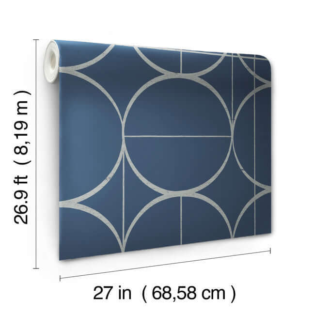 sun-circles-blue-silver-wallpaper-york-wallcoverings-md7204 - York Wallcoverings Wallpaper