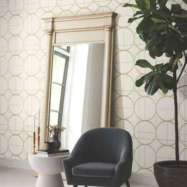 Sun Circles Cream & Gold Wallpaper - York Wallcoverings - MD7202 - York Wallcoverings Wallpaper