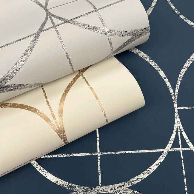 Sun Circles Fog & Silver Wallpaper - York Wallcoverings - MD7205 - York Wallcoverings Wallpaper