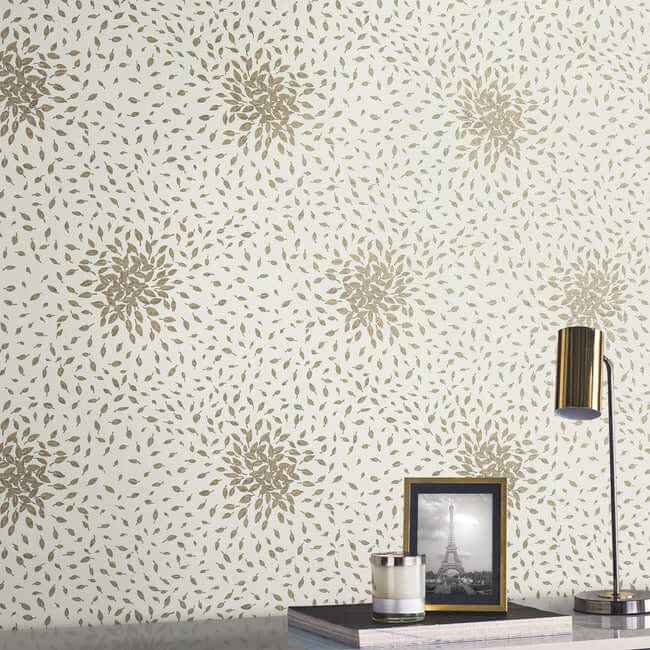 Petite Leaves Cream & Gold Wallpaper - York Wallcoverings - MD7103 - York Wallcoverings Wallpaper