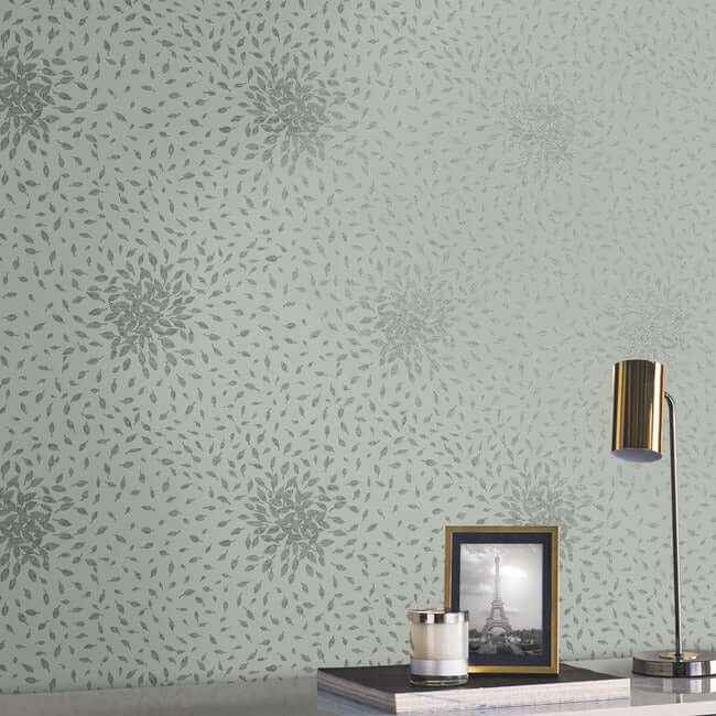 Petite Leaves Eucalyptus & Silver Wallpaper - York Wallcoverings - MD7104