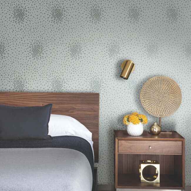 Petite Leaves Spa & Silver Wallpaper - York Wallcoverings - MD7101 - York Wallcoverings Wallpaper