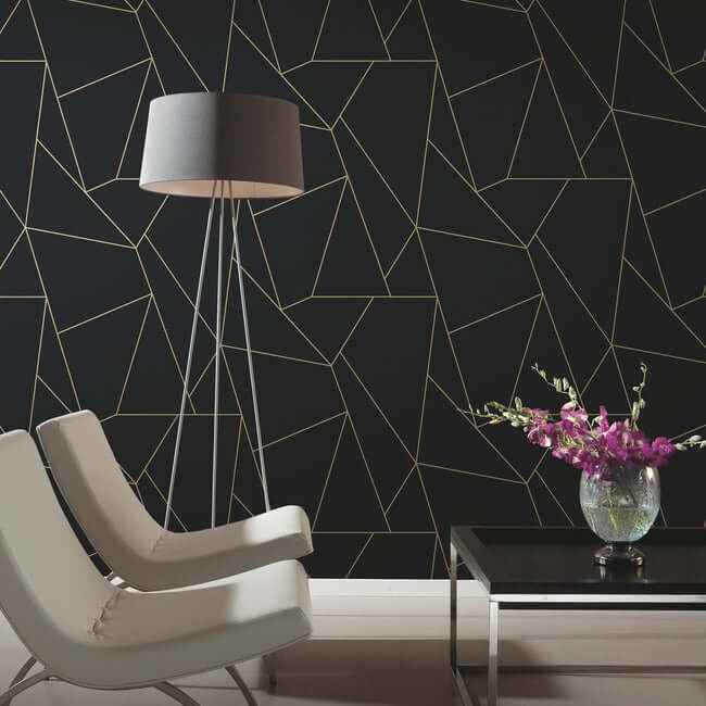 Nazca Black & Gold Wallpaper - York Wallcoverings - MD7181 - York Wallcoverings Wallpaper