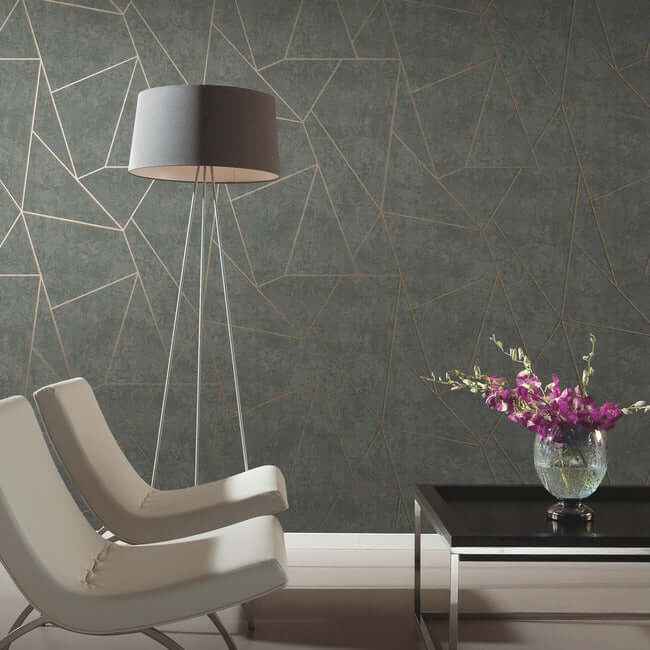 Nazca Dark Grey & Gold Wallpaper - York Wallcoverings - NW3502 - York Wallcoverings Wallpaper