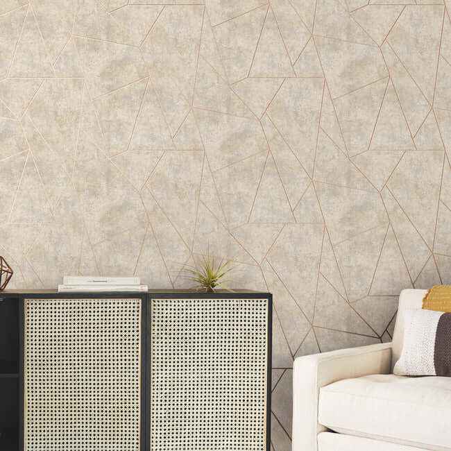 Nazca Neutral & Gold Wallpaper - York Wallcoverings - NW3504