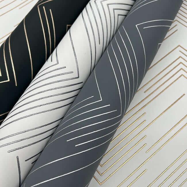 polished-chevron-black-gold-wallpaper-york-wallcoverings-md7221 - York Wallcoverings Wallpaper
