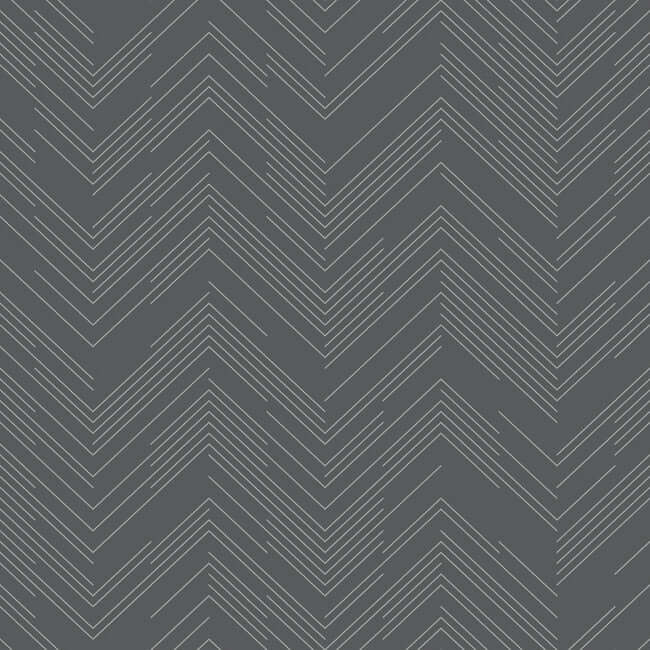 polished-chevron-charcoal-silver-wallpaper-york-wallcoverings-md7226 - York Wallcoverings Wallpaper