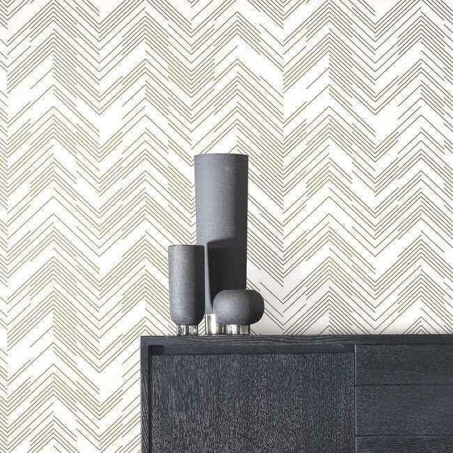 Polished Chevron White & Gold Wallpaper - York Wallcoverings - MD7222 - York Wallcoverings Wallpaper