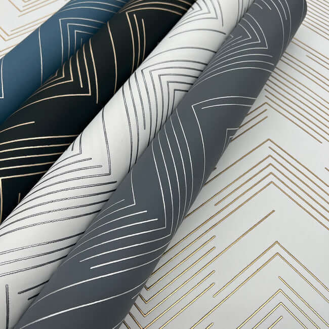 polished-chevron-white-gold-wallpaper-york-wallcoverings-md7222 - York Wallcoverings Wallpaper