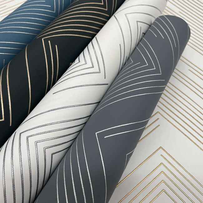 Polished Chevron White & Silver Wallpaper - York Wallcoverings - MD7223 - York Wallcoverings Wallpaper