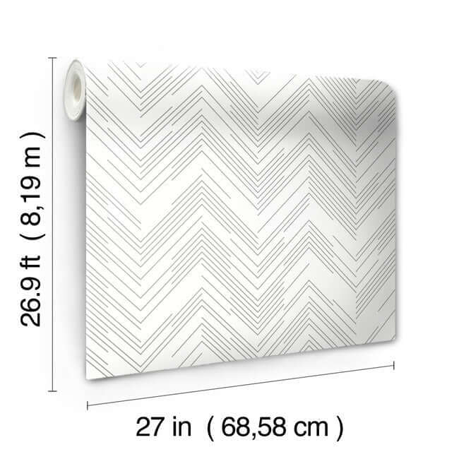 polished-chevron-white-silver-wallpaper-york-wallcoverings-md7223 - York Wallcoverings Wallpaper