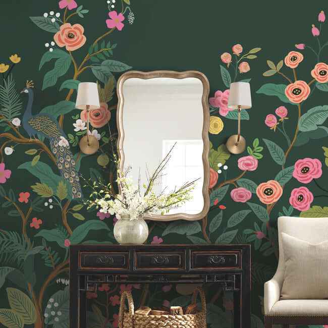 Peacock Emerald Wall Mural - York Wallcoverings - RP7398M - York Wallcoverings Wallpaper