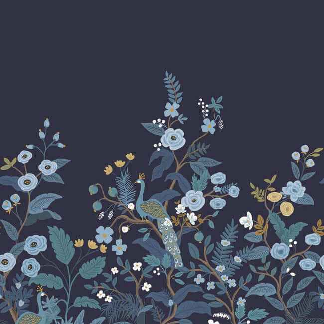 Peacock Navy Wall Mural - York Wallcoverings - RP7396M - York Wallcoverings Wallpaper