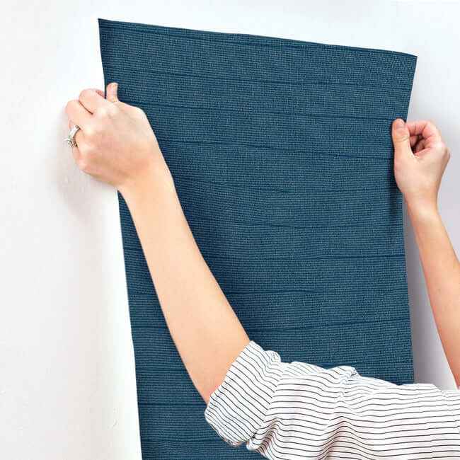 Natural Grid Navy Wallpaper - York Wallcoverings - OI0694 - York Wallcoverings Wallpaper