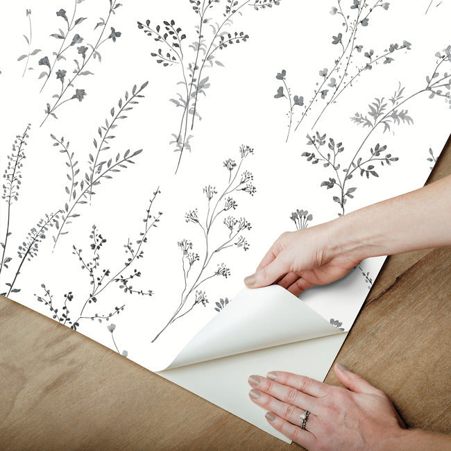 wildflower-sprigs-peel-and-stick-wallpaper-black-white-york-wallcoverings-psw1522rl
