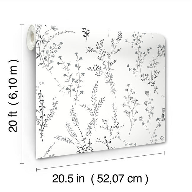 wildflower-sprigs-peel-and-stick-wallpaper-black-white-york-wallcoverings-psw1522rl