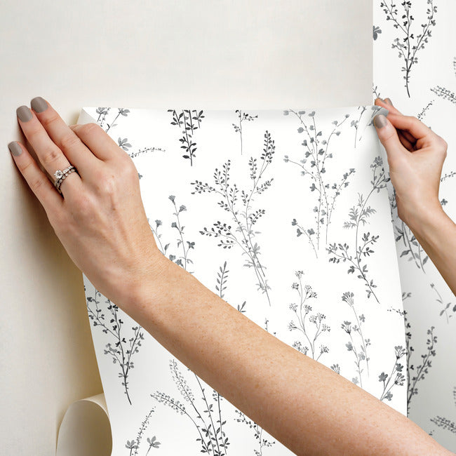 wildflower-sprigs-peel-and-stick-wallpaper-black-white-york-wallcoverings-psw1522rl