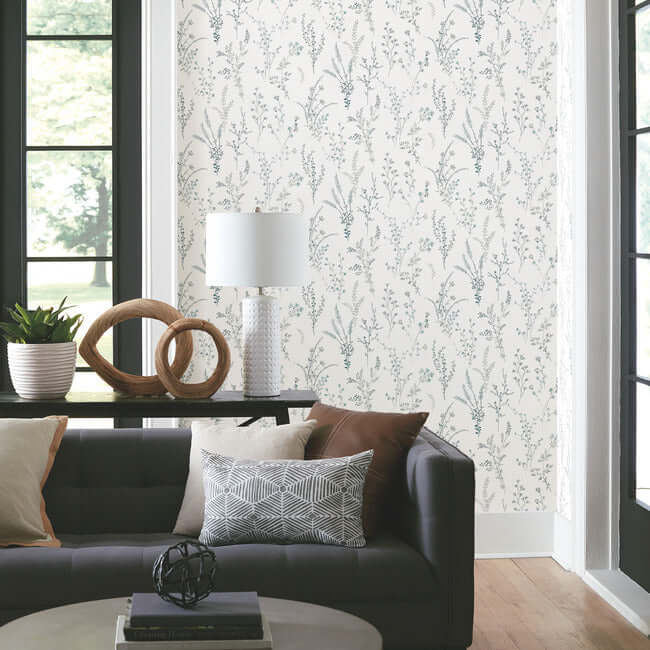 wildflower-sprigs-peel-and-stick-wallpaper-bluegreen-york-wallcoverings-psw1523rl - York Wallcoverings Wallpaper