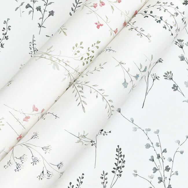 wildflower-sprigs-peel-and-stick-wallpaper-pinkgreengrey-york-wallcoverings-psw1524rl - York Wallcoverings Wallpaper
