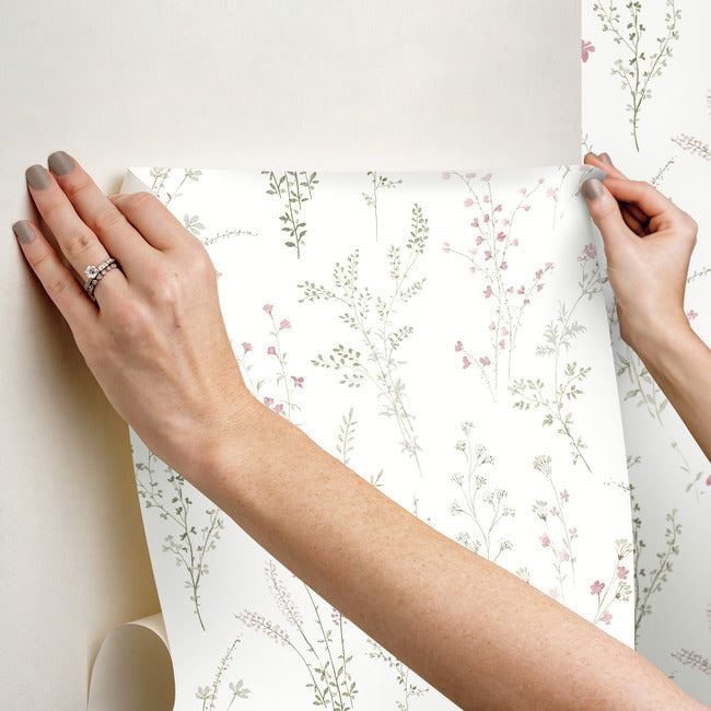 wildflower-sprigs-peel-and-stick-wallpaper-pink-green-grey-york-wallcoverings-psw1524rl