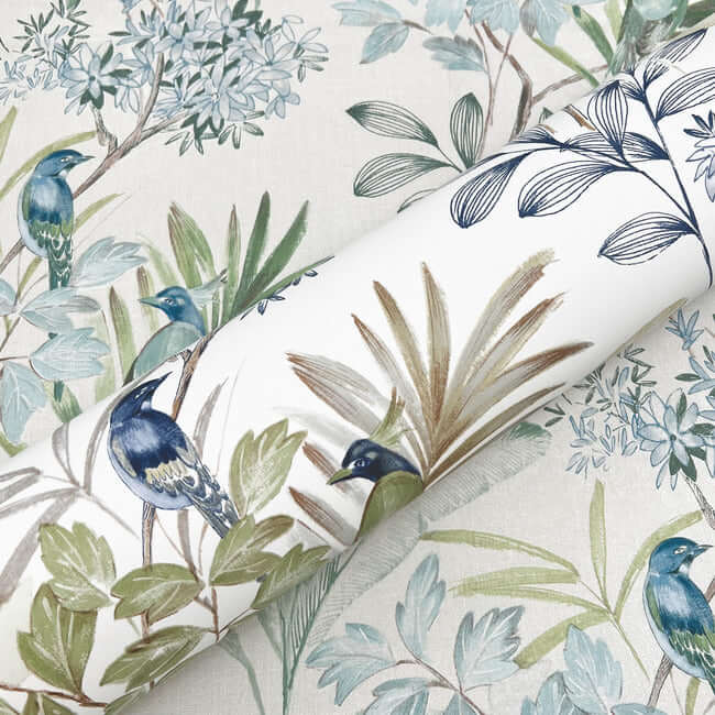 handpainted-songbird-peel-and-stick-wallpaper-greenblue-york-wallcoverings-psw1518rl - York Wallcoverings Wallpaper