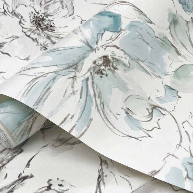 floral-dreams-peel-and-stick-wallpaper-tealmineral-gree-york-wallcoverings-psw1531rl - York Wallcoverings Wallpaper