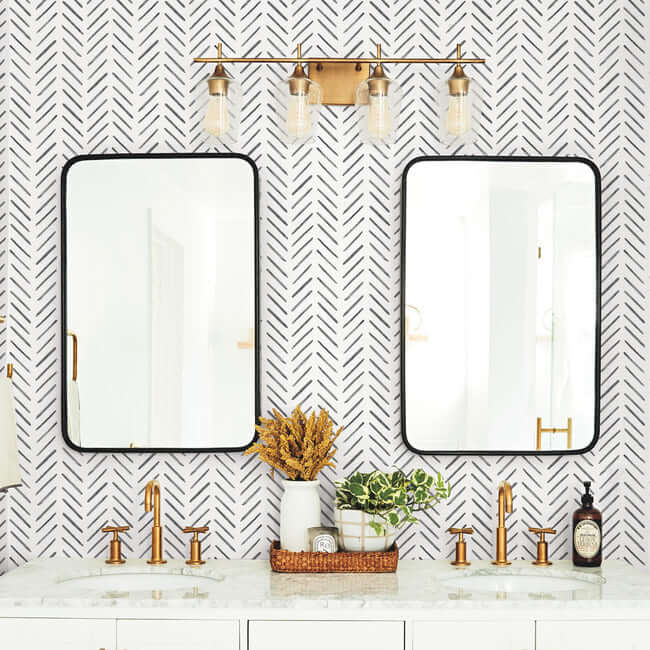 painted-herringbone-peel-and-stick-wallpaper-black-york-wallcoverings-psw1525rl - York Wallcoverings Wallpaper