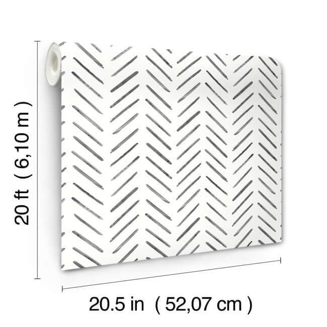 painted-herringbone-peel-and-stick-wallpaper-black-york-wallcoverings-psw1525rl - York Wallcoverings Wallpaper