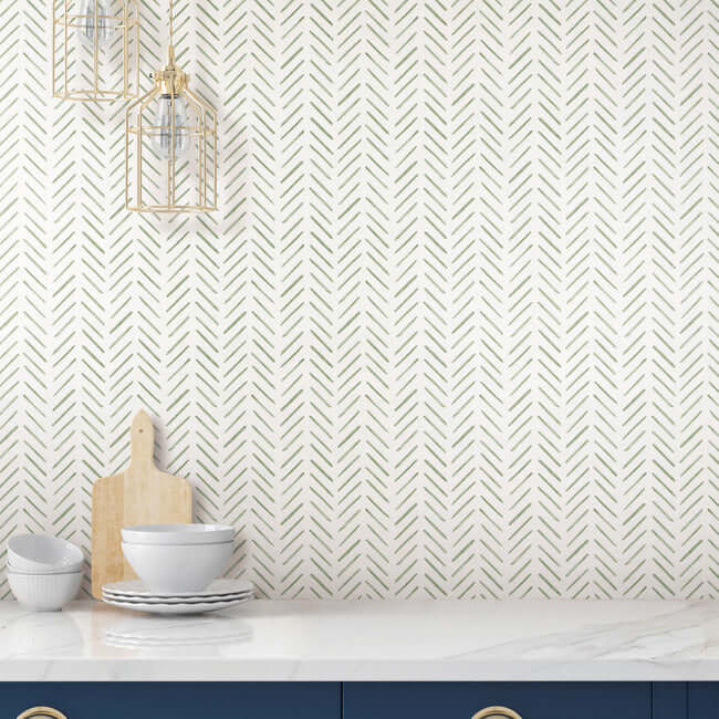 painted-herringbone-peel-and-stick-wallpaper-fern-york-wallcoverings-psw1528rl - York Wallcoverings Wallpaper