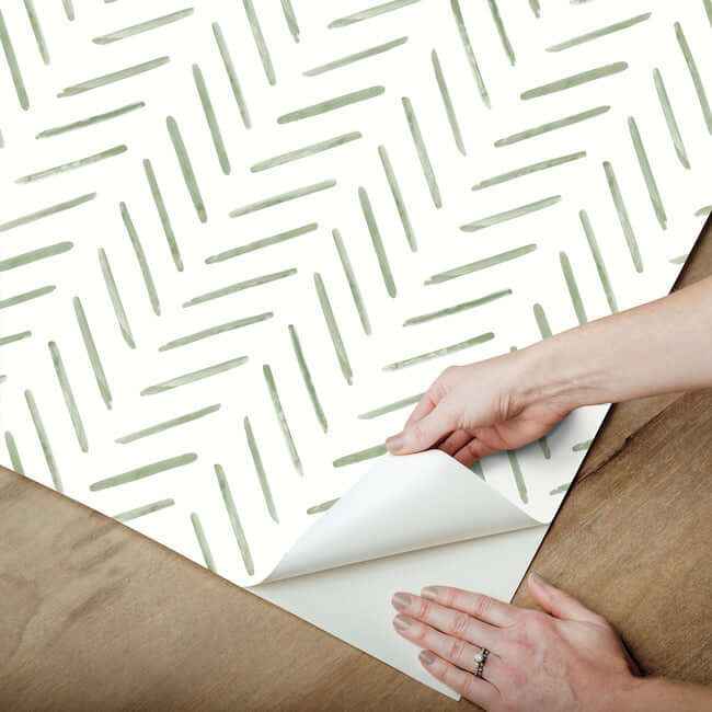 Painted Herringbone Fern Peel & Stick Wallpaper - York Wallcoverings - PSW1528RL - York Wallcoverings Wallpaper
