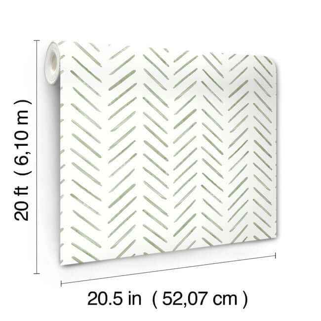 Painted Herringbone Fern Peel & Stick Wallpaper - York Wallcoverings - PSW1528RL - York Wallcoverings Wallpaper