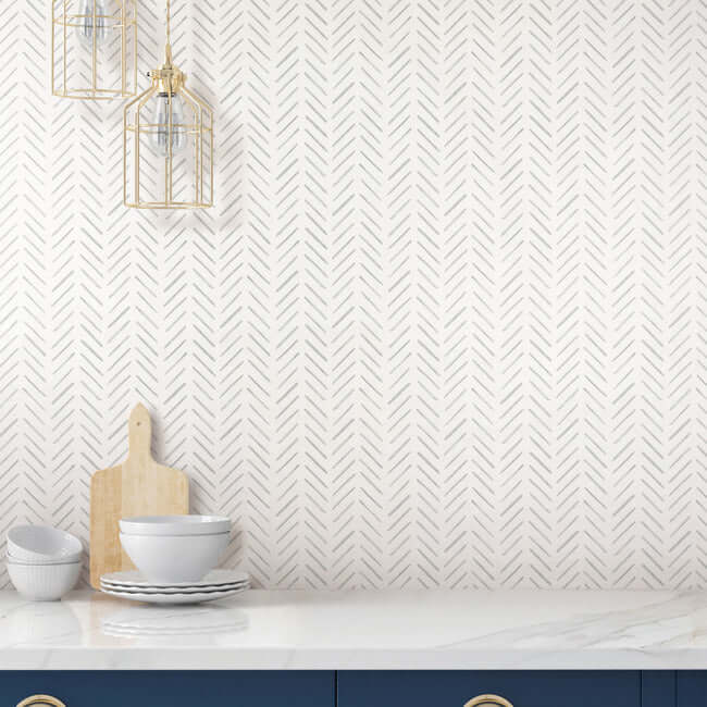 painted-herringbone-peel-and-stick-wallpaper-fog-york-wallcoverings-psw1527rl - York Wallcoverings Wallpaper