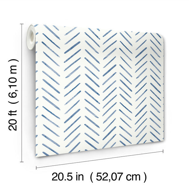 painted-herringbone-peel-and-stick-wallpaper-navy-york-wallcoverings-psw1526rl