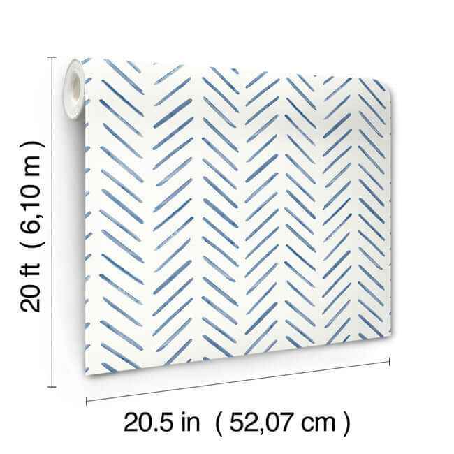 Painted Herringbone Navy Peel & Stick Wallpaper - York Wallcoverings - PSW1526RL - York Wallcoverings Wallpaper