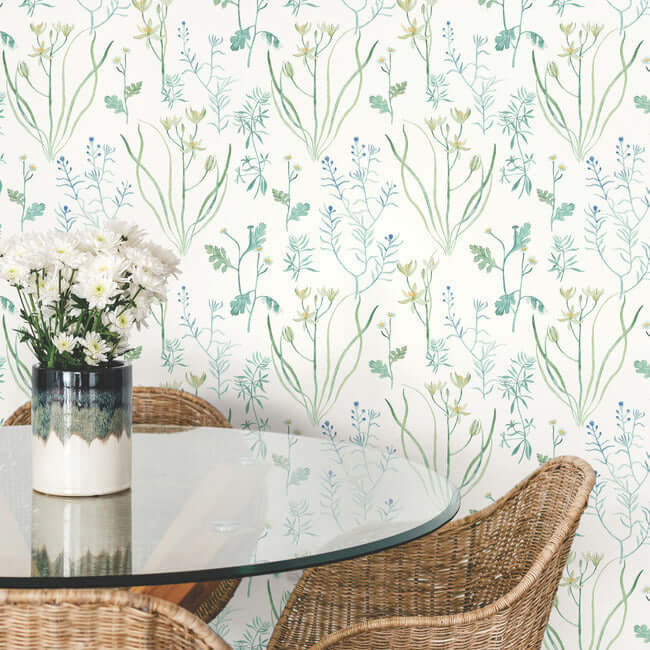 alpine-botanical-peel-and-stick-wallpaper-blue-york-wallcoverings-psw1520rl - York Wallcoverings Wallpaper