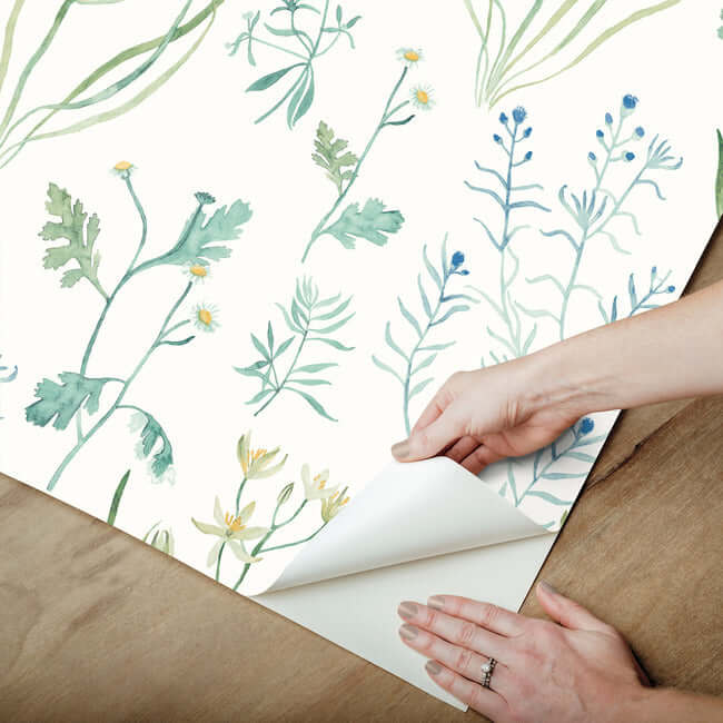 alpine-botanical-peel-and-stick-wallpaper-blue-york-wallcoverings-psw1520rl - York Wallcoverings Wallpaper