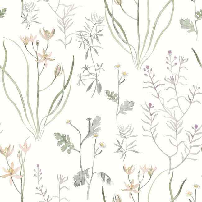 Alpine Botanical Lavender Peel & Stick Wallpaper - York Wallcoverings - PSW1521RL