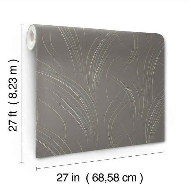 Graceful Wisp Charcoal Wallpaper - York Wallcoverings - EV3936 - York Wallcoverings Wallpaper