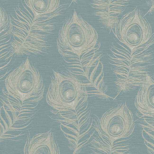 Regal Peacock Dark Teal Wallpaper - York Wallcoverings - EV3943