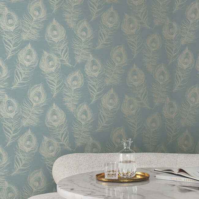 Regal Peacock Dark Teal Wallpaper - York Wallcoverings - EV3943 - York Wallcoverings Wallpaper